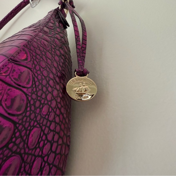 Brahmin Bekka Purple Potion Croc Shoulder Bag Rare Limited - Picture 4 of 11